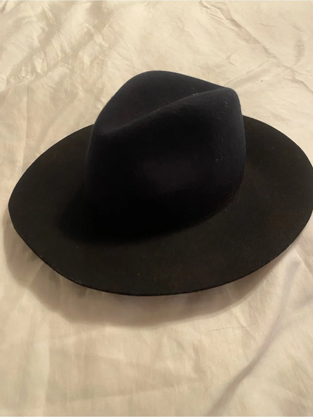 Amici Accessories wool hat Two-Tone Wide Brim  - Navy Crown, Black Brim